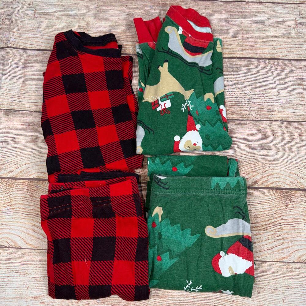 Carters Size 8 Holiday Pajama Sets - Red Plaid and Christmas Print